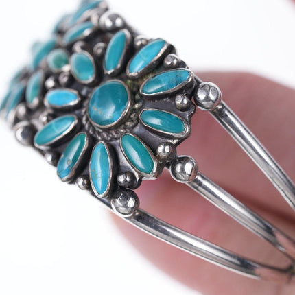 40's-50's Native American sterling/turquoise cluster bracelet