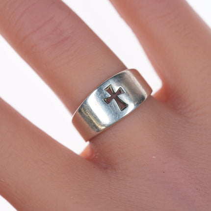 sz5.25 Retired James Avery cutout cross ring in sterling