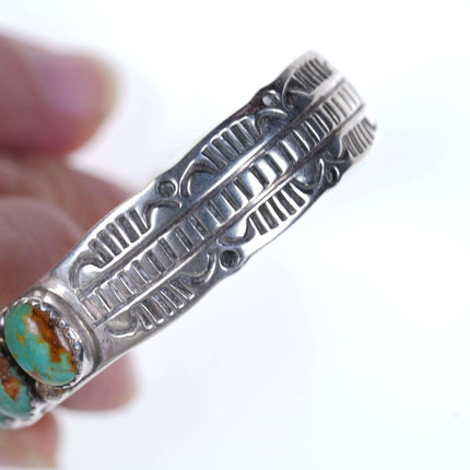 Schweres, geprägtes Begay-Sterling-Türkis-Navajo-Manschettenarmband