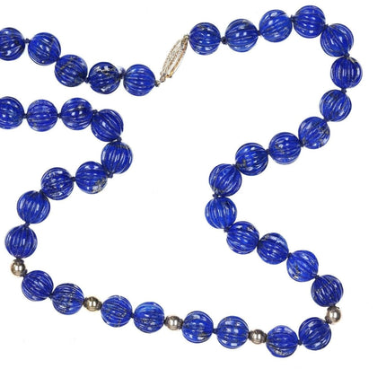 Vintage 14k gold Lapis Beaded Necklace