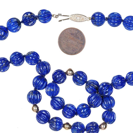 Vintage 14k gold Lapis Beaded Necklace