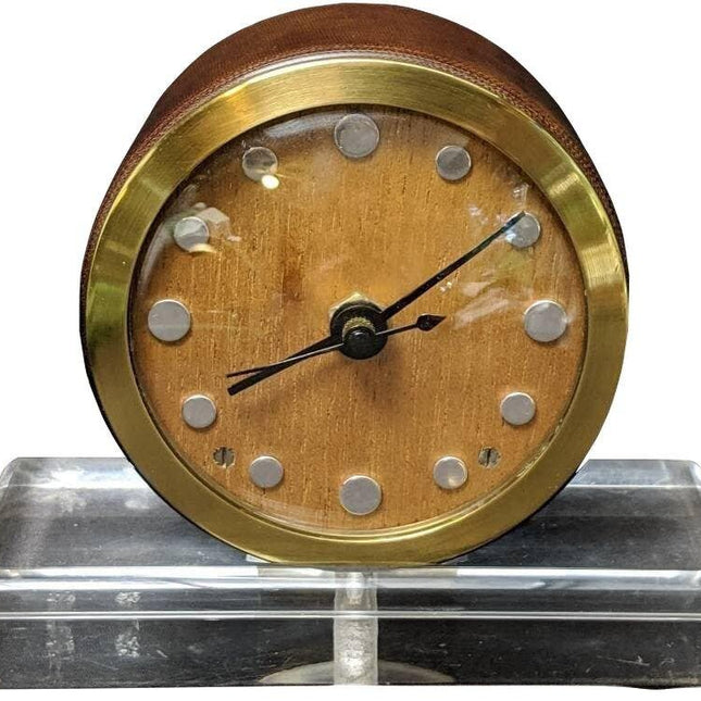 1940's Lucite/fiberglass/wood Art Deco Clock converted to battery