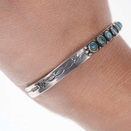 c1930's Navajo Native American Sterling turquoise row cuff bracelet