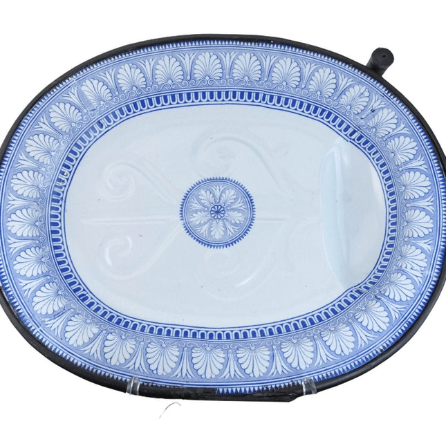 c1850 Staffordshire Blue Transferware Warming Dish platter