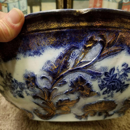 Lamp repurposed from 1890's Flow Blue Wash Bowl and Pitcher Set "Dresden" Humphr