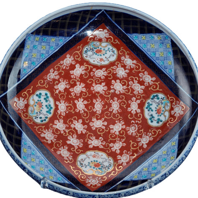 明治时期日本工作室瓷器伊万里调色板中心装饰品