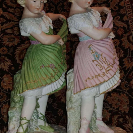 Heubach Piano Baby Ballerina figurines Victorian Bisque 13" Tall c.1890