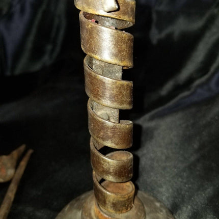 18th Century Spiraled Iron Candlestick with Impressed Makers Mark