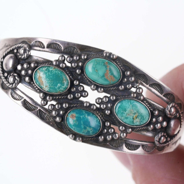 Maisels Fred Harvey Era Native American Sterling/Turquoise Cuff Bracelet n