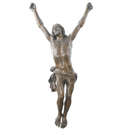 c1870 Large Antique French Bronze Corpus Christi Emaciated Jesus