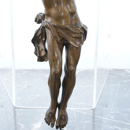 c1870 Large Antique French Bronze Corpus Christi Emaciated Jesus