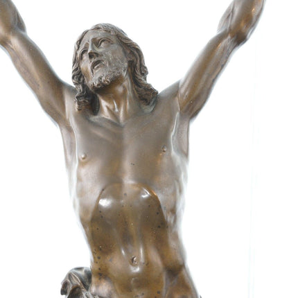 c1870 Großer antiker französischer Fronleichnams-Jesus aus Bronze