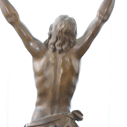 c1870 Large Antique French Bronze Corpus Christi Emaciated Jesus