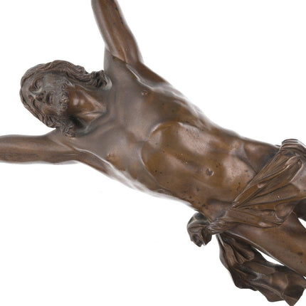 c1870 Large Antique French Bronze Corpus Christi Emaciated Jesus