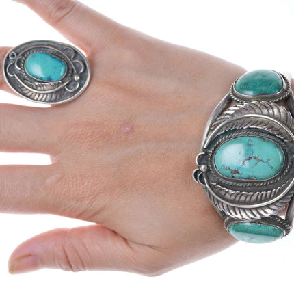 Vintage Navajo Sterling and turquoise ring and bracelet set