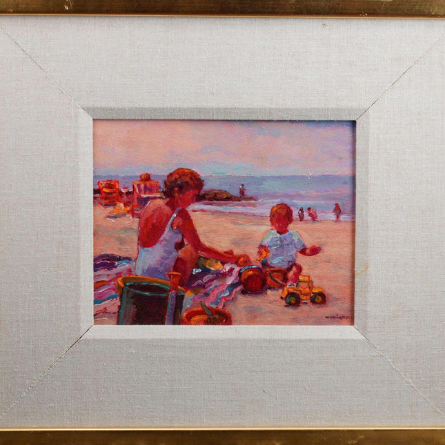 Monique Sakellarios Impressionist New Hampshire Beach Oil on Board