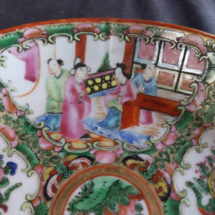 Antique Chinese Famille Rose Medallion Shrimp Dish Bowl