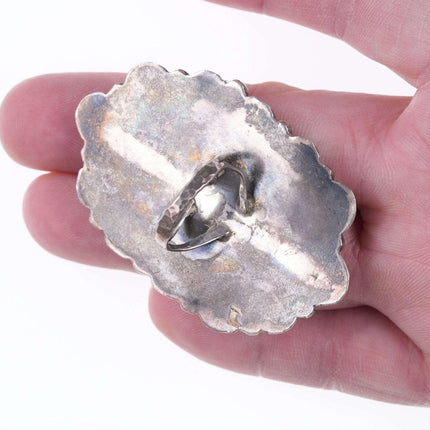 尺寸 30-40 岁大号复古纳瓦霍银和绿松石簇戒指
