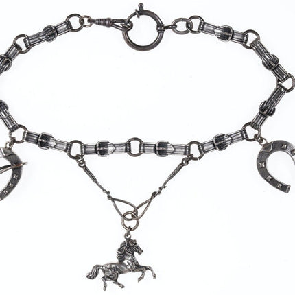 Antique 835 Silver Western Themed Choker Charm necklace