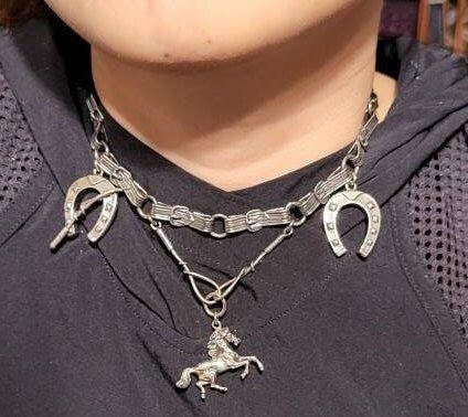 Antique 835 Silver Western Themed Choker Charm necklace