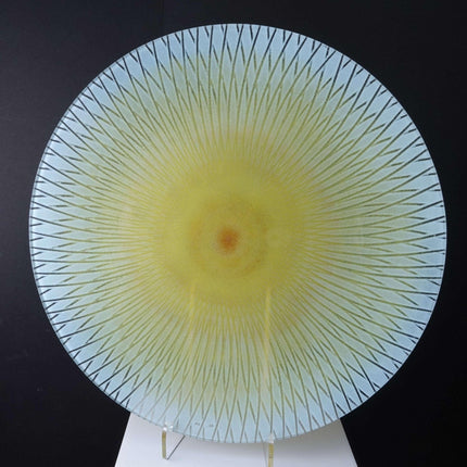 Maurice Heaton(1900-1989) 16" Mid Century Modern Enameled Art Glass Charger