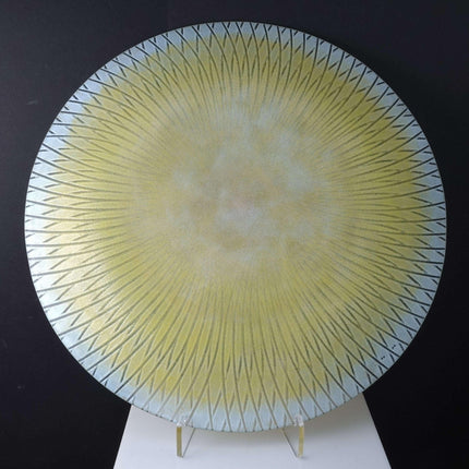 Maurice Heaton(1900-1989) 16" Mid Century Modern Enameled Art Glass Charger