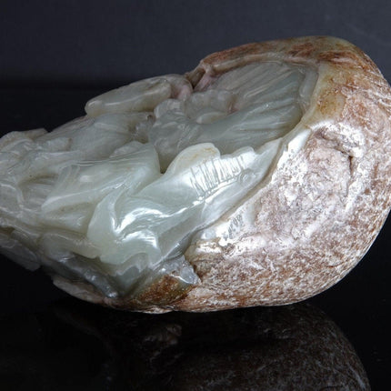 499,2 Gramm Nephrit-Jade-Boulder, chinesische Schnitzerei