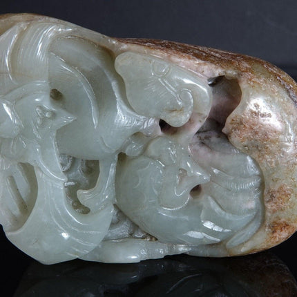 499,2 Gramm Nephrit-Jade-Boulder, chinesische Schnitzerei