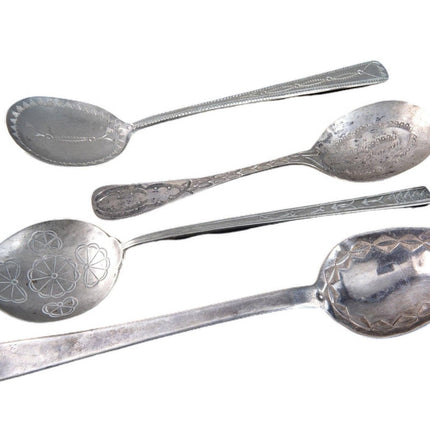 4 Antique Navajo Silver spoons