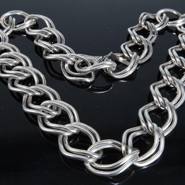 24" 207 gram Sterling Silver Double Chain link necklace