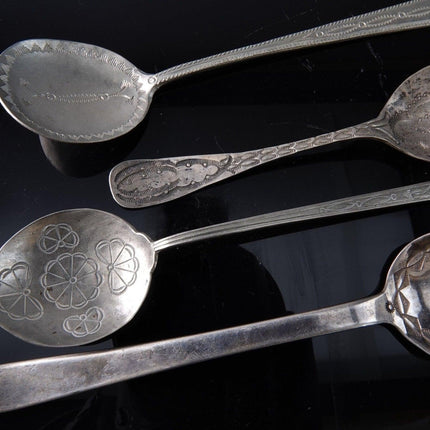 4 Antique Navajo Silver spoons