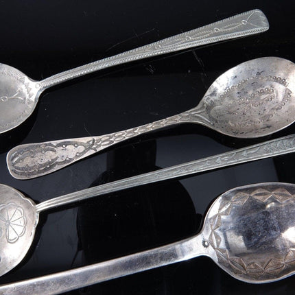 4 个古董纳瓦霍银汤匙