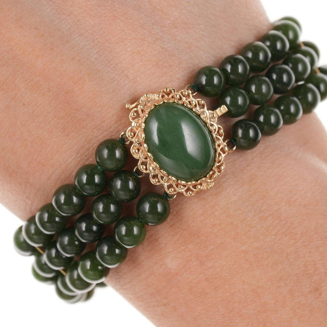 Vintage-Armband aus 14-karätigem Gold und Jade