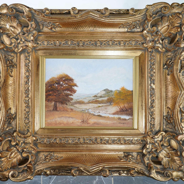 Texas hill country Oil on Canvas in amazing carved wood frame