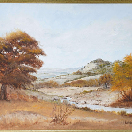 Texas hill country Oil on Canvas in amazing carved wood frame
