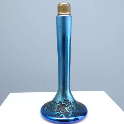 Steuben Etched Blue Aurene Parfümflaschensockel