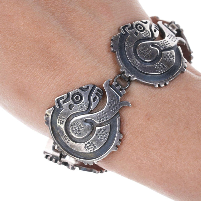 Hector Aguilar Taller Borda Sterling silver Aztec style bracelet