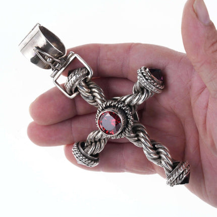 Large De'Carol Designs Sterling Jeweled cross pendant