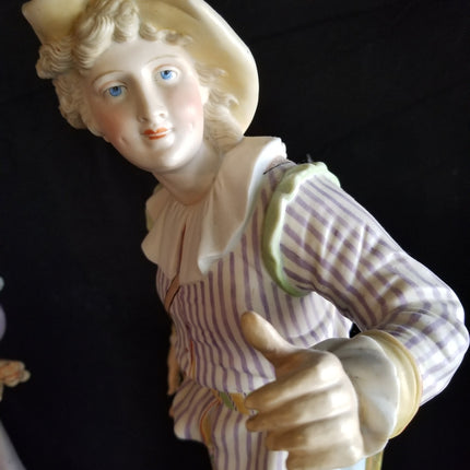 Antique Bisque Man and Woman Statutes c.1870 Best Quality 17.5" tall