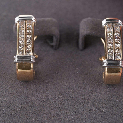 Französische Clip-Ohrringe aus 14-karätigem Diamant im Retro-Stil