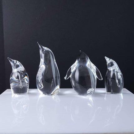 Steuben Penguin Family of 4