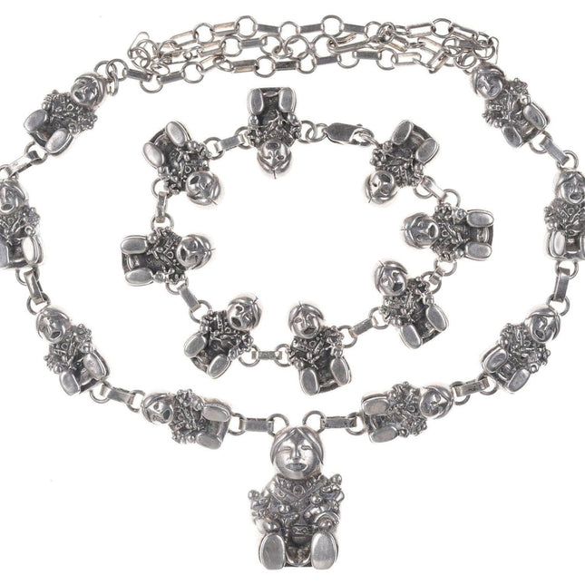 1990 Carol Felley Sterling StoryTeller Necklace and bracelet set