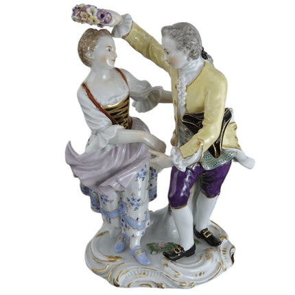 Antique Meissen Dancing Couple Figure Group