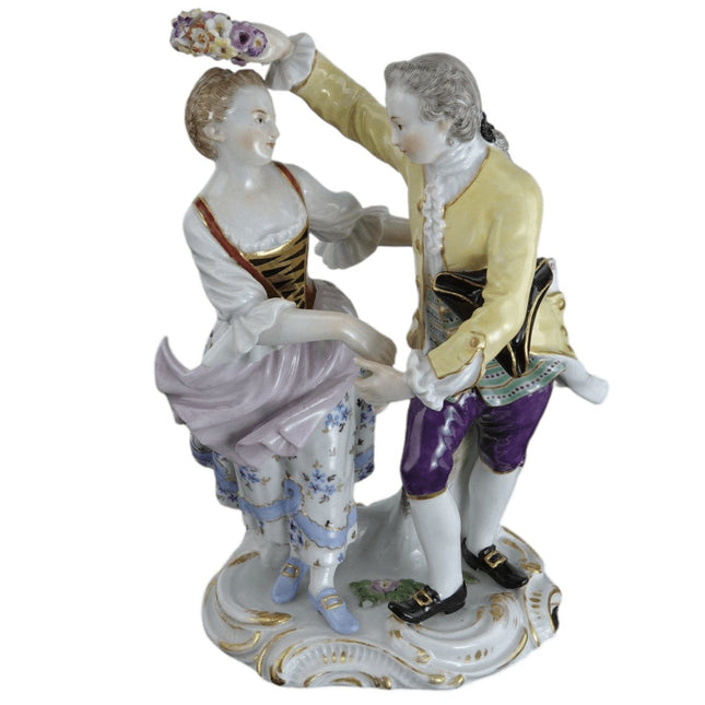 Antique Meissen Dancing Couple Figure Group