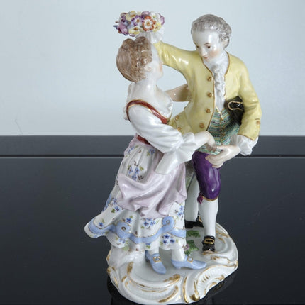 Antique Meissen Dancing Couple Figure Group