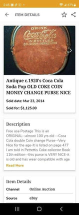 c1920 Coca Cola Change purse in amazing condition