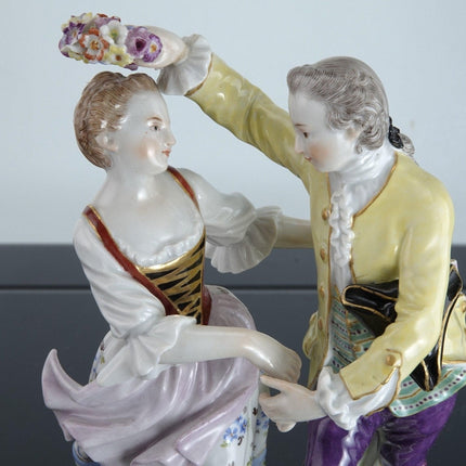 Antique Meissen Dancing Couple Figure Group