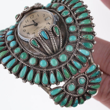 6 7/8" large F.M. Begay Navajo Turquoise petit point watch cuff