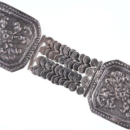 ca. 1920er mexikanischer Repousse-Gürtel aus Sterlingsilber, 78,7 cm