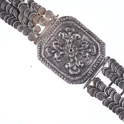 c1920's Mexican Sterling Silver Repousse Belt 31"